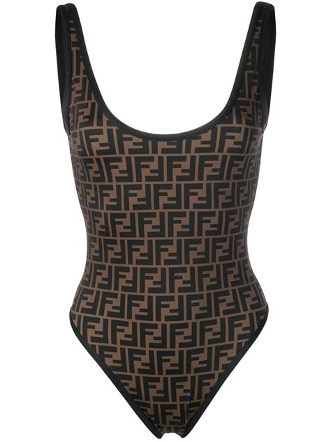 fendi one-piece ff logo swimsuit|Fendi bikini brown.